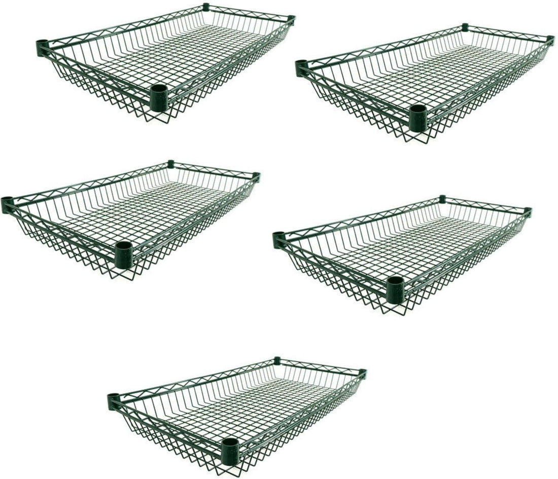 Omcan - 18″ x 36″ Dark Green Epoxy Wire Basket, Pack of 5 - 47325