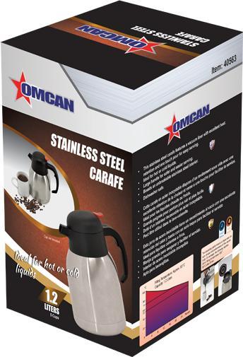 Omcan - 1.2 L Stainless Steel Double Wall Thermal Carafe, Pack of 3 - 40563