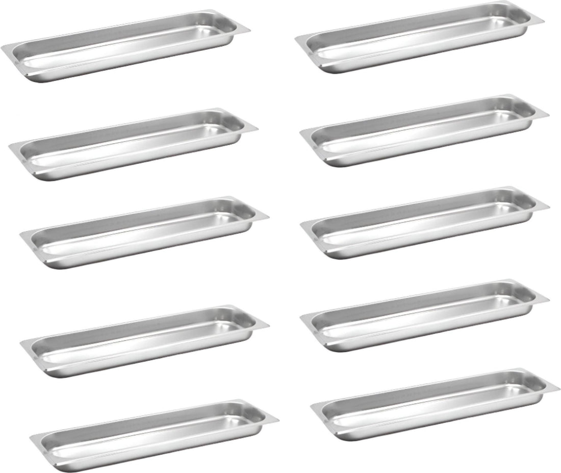 Omcan - 1.5" Deep Half-size Long Stainless Steel Steam Table Pan, Pack of 10 - 80648