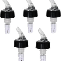 Omcan - 2 Oz Clear Spout With White Tail Measured Liquor Pourer with Collar, Pack of 5 - 80885