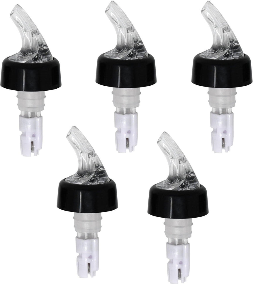Omcan - 2 Oz Clear Spout With White Tail Measured Liquor Pourer with Collar, Pack of 60 - 80885
