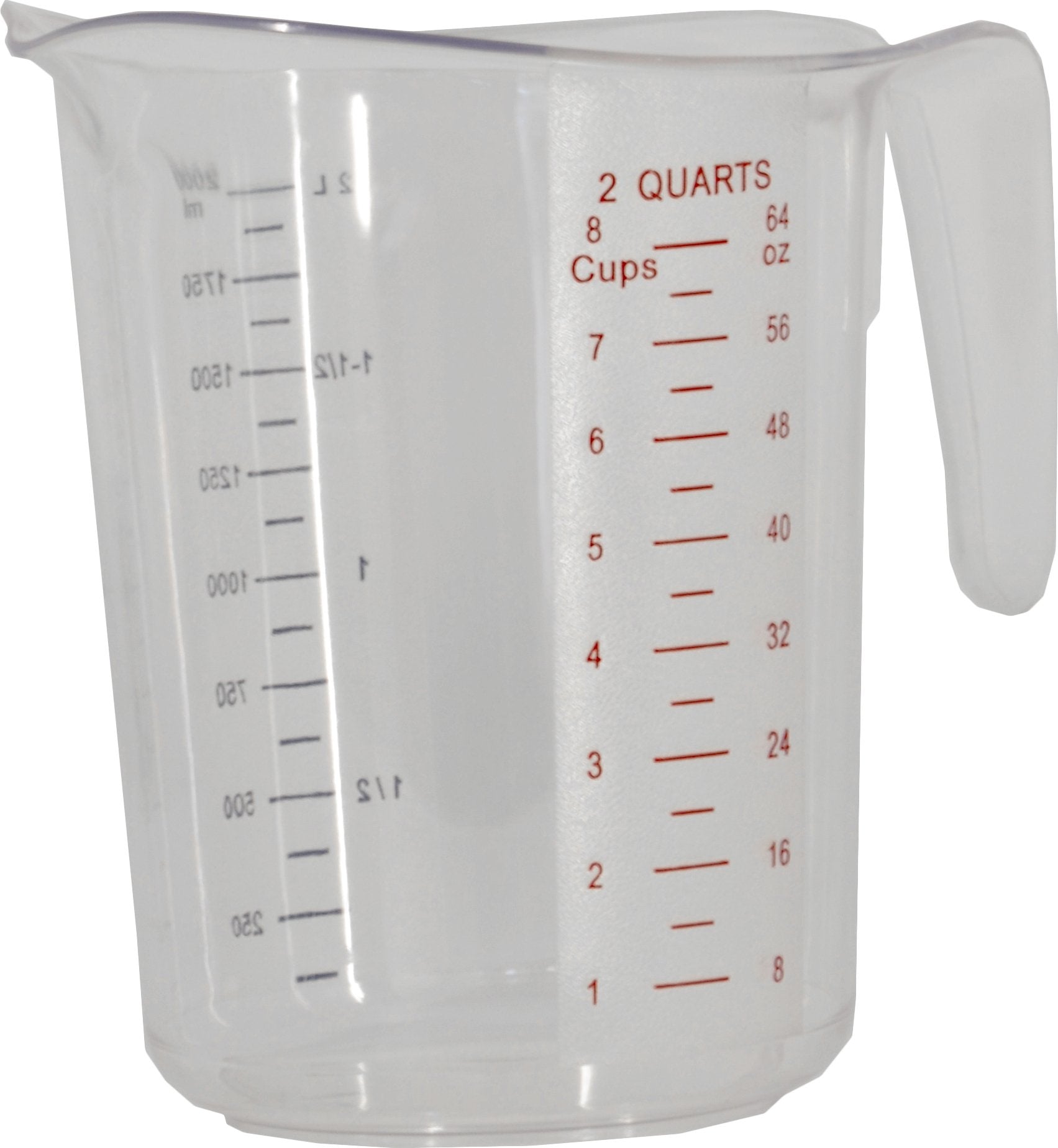 Omcan - 2 QT Clear Polycarbonate Measuring Cup (1900 ml), 15/cs - 80573