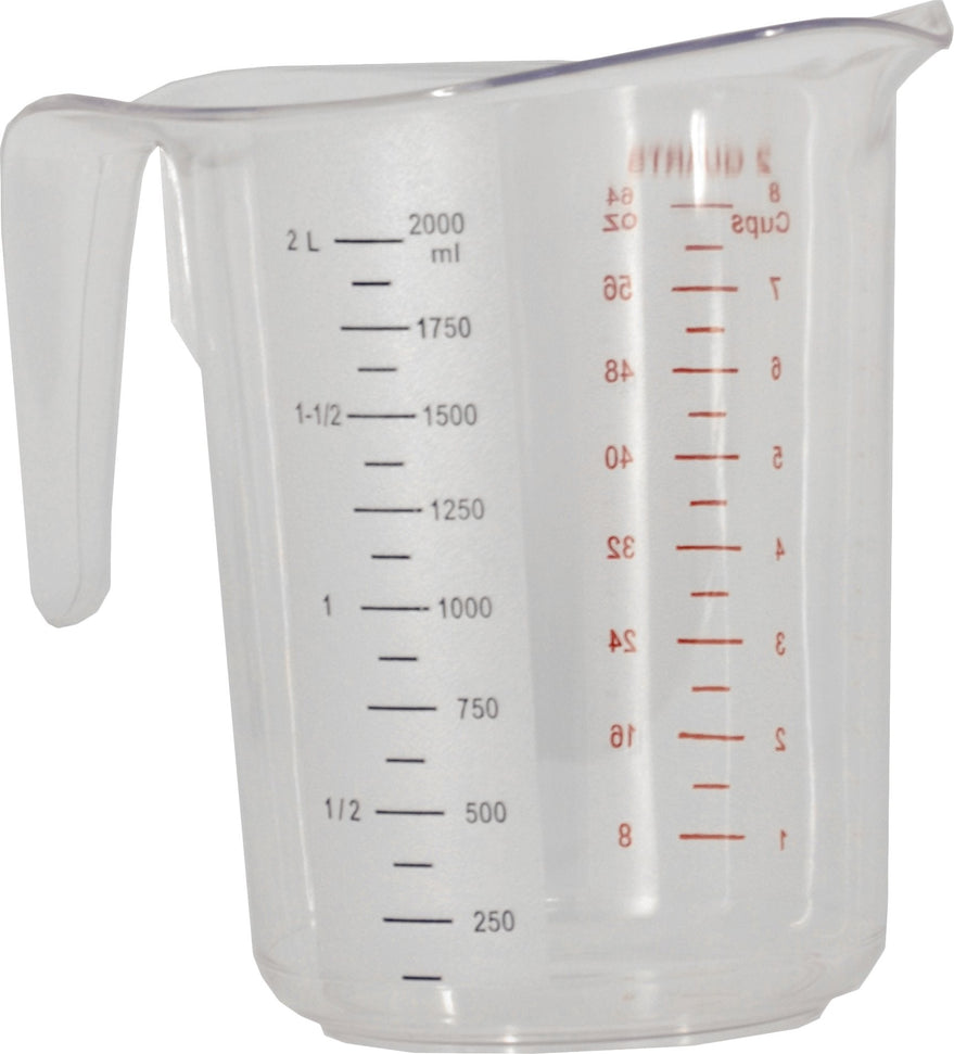 Omcan - 2 QT Clear Polycarbonate Measuring Cup (1900 ml), Pack of 20 - 80573