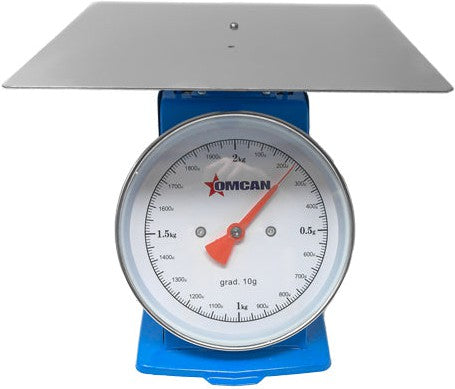 Omcan - 2 kg Dial Spring Scale with Stainless Steel Platform, Pack of 3 - 46753
