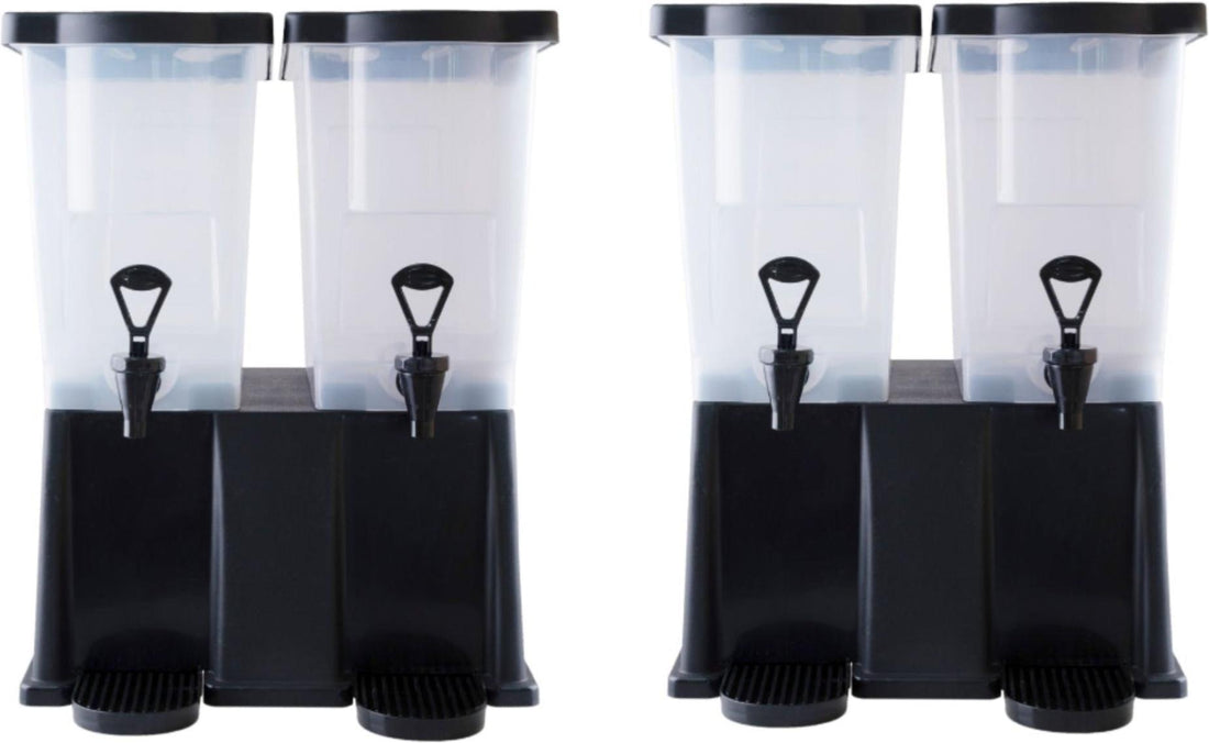 Omcan - 2 x 12 Qt Rectangular Double Tank Juice and Beverage Dispenser, Pack of 2 - 81121