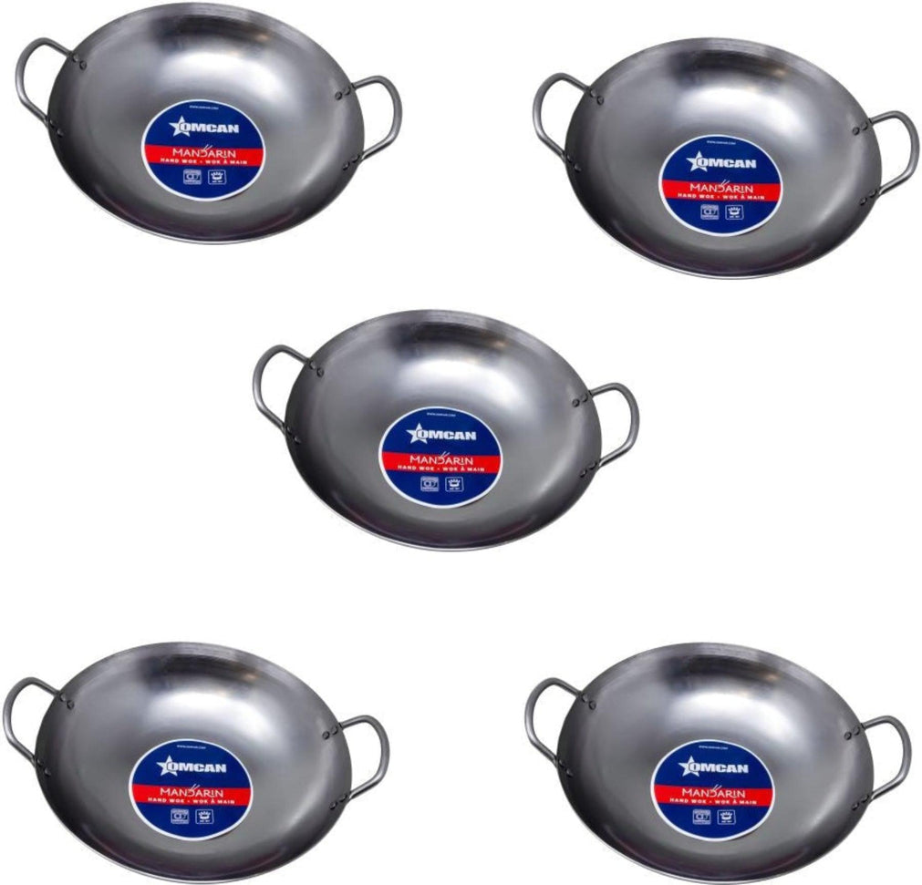 Omcan - 20″ Iron Double Ear Mandarin Wok, Pack of 5 - 47869