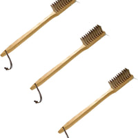 Omcan - 20" Large Handled BBQ Brush With Scraper with Round Stainless Steel Wires, Pack of 3 - 44220