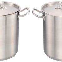 Omcan - 20 QT Stainless Steel Stock Pot with Cover, Pack of 2 - 80440