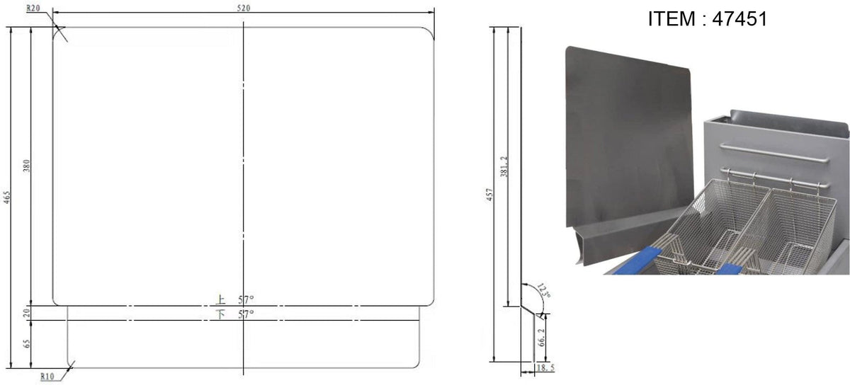 Omcan - 20.5 x 18" Stainless Steel Side Splash Guard For Gas Deep Fryer, Pack of 3 - 47451