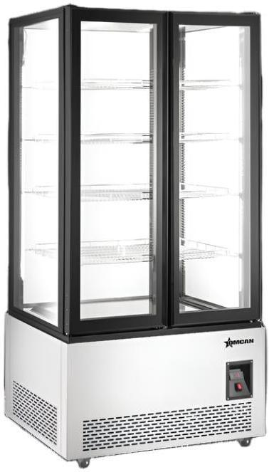 Omcan - 21.18 Cu.Ft. 40” Stainless Steel 4-Sided Glass Display Freezer with Front and Back Glass Door - 48376