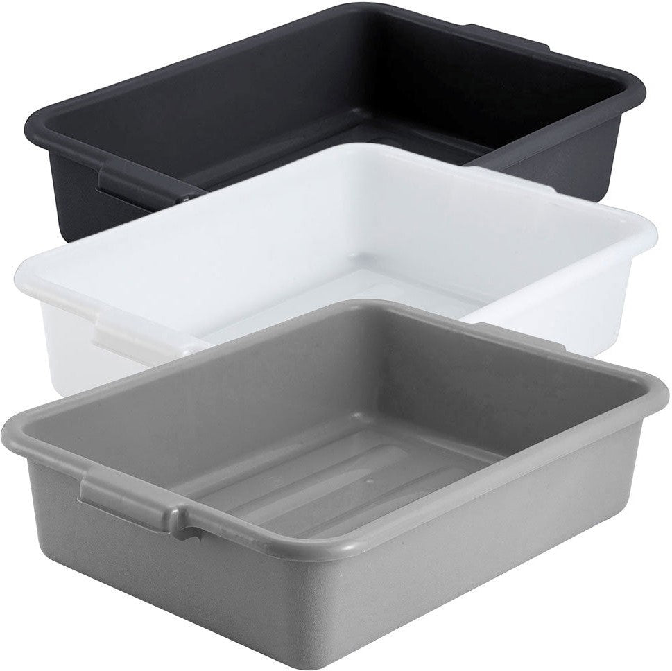 Omcan - 21.5″ x 15.5″ x 5″ Polypropylene Standard Black Bus Box, Pack of 15 - 81000