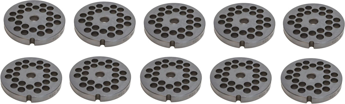 Omcan - #22 (10 mm) Carbon Steel Hubless Meat Grinder Plate, Pack of 5 - 11250