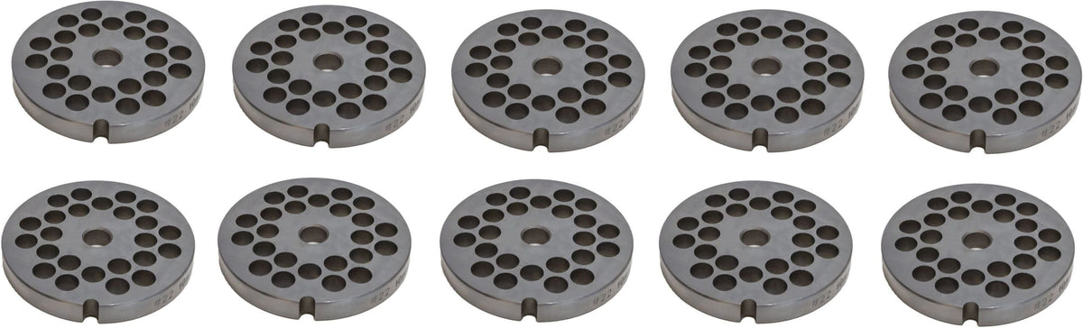 Omcan - #22 (10 mm) Carbon Steel Hubless Meat Grinder Plate, Pack of 5 - 11250