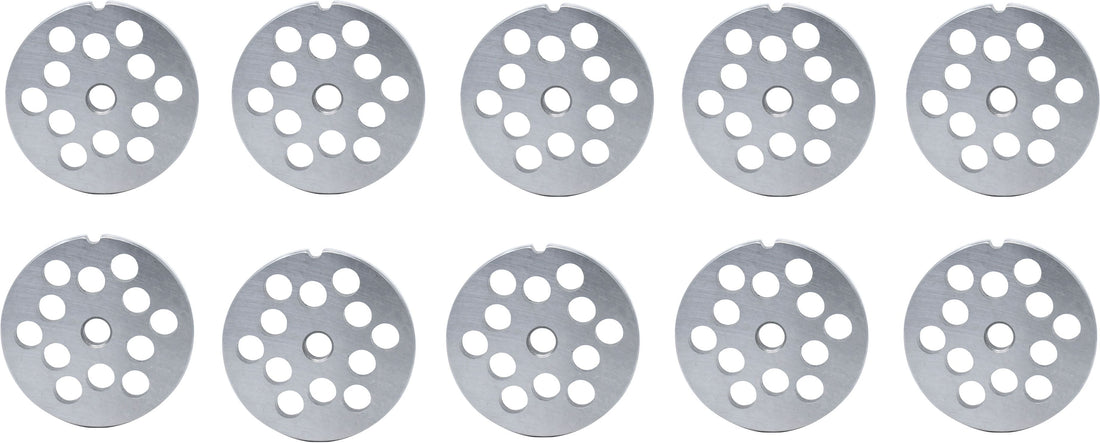 Omcan - #22 (12 mm) Carbon Steel Hubless Meat Grinder Plate, Pack of 10 - 11251