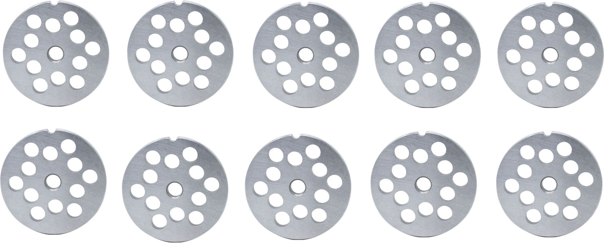 Omcan - #22 (12 mm) Carbon Steel Hubless Meat Grinder Plate, Pack of 5 - 11251