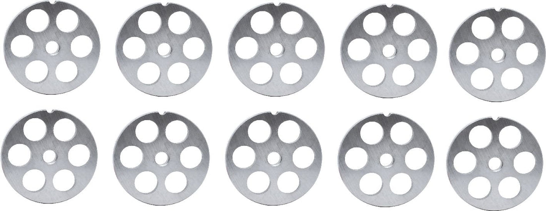 Omcan - #22 (20 mm) Carbon Steel Hubless Meat Grinder Plate, Pack of 5 - 11255