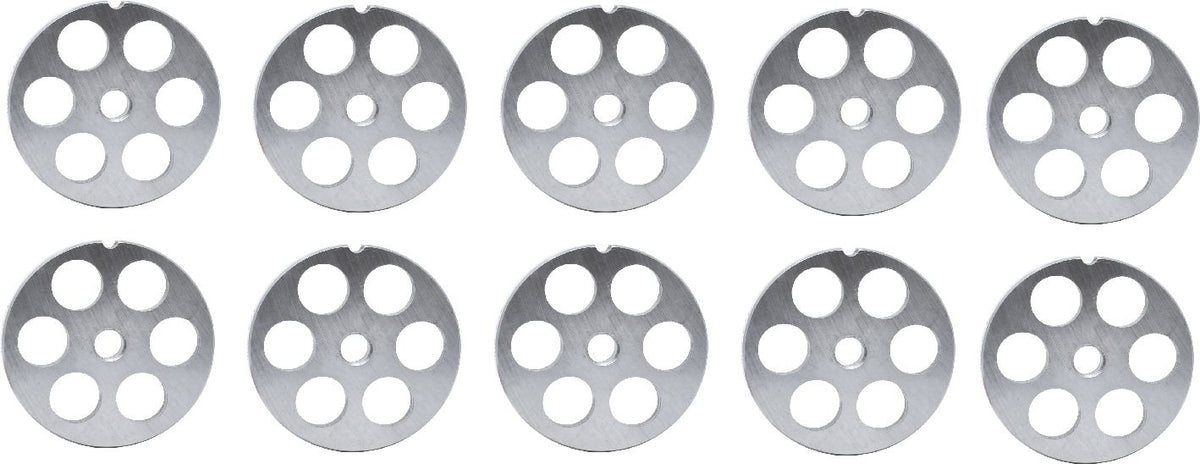 Omcan - #22 (20 mm) Carbon Steel Hubless Meat Grinder Plate, Pack of 5 - 11255