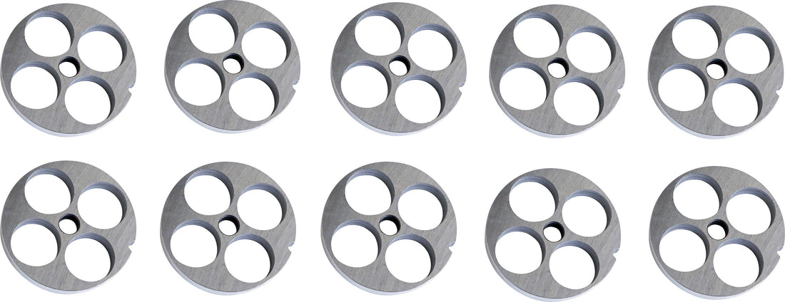 Omcan - #22 (25 mm) Carbon Steel Hubless Meat Grinder Plate, Pack of 5 - 17069
