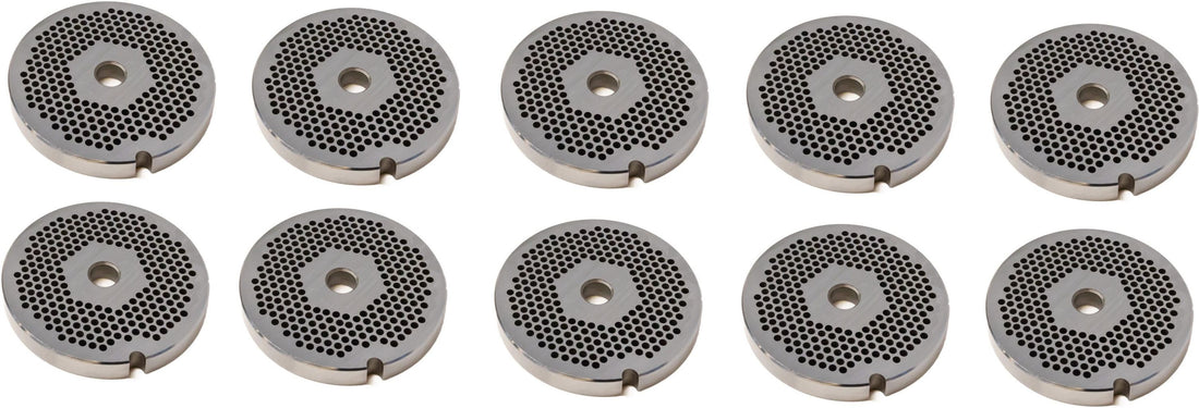 Omcan - #22 (3 mm) Carbon Steel Hubless Meat Grinder Plate, Pack of 5 - 11245
