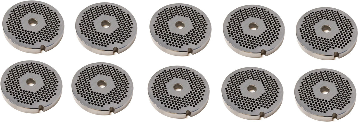 Omcan - #22 (3 mm) Carbon Steel Hubless Meat Grinder Plate, Pack of 5 - 11245