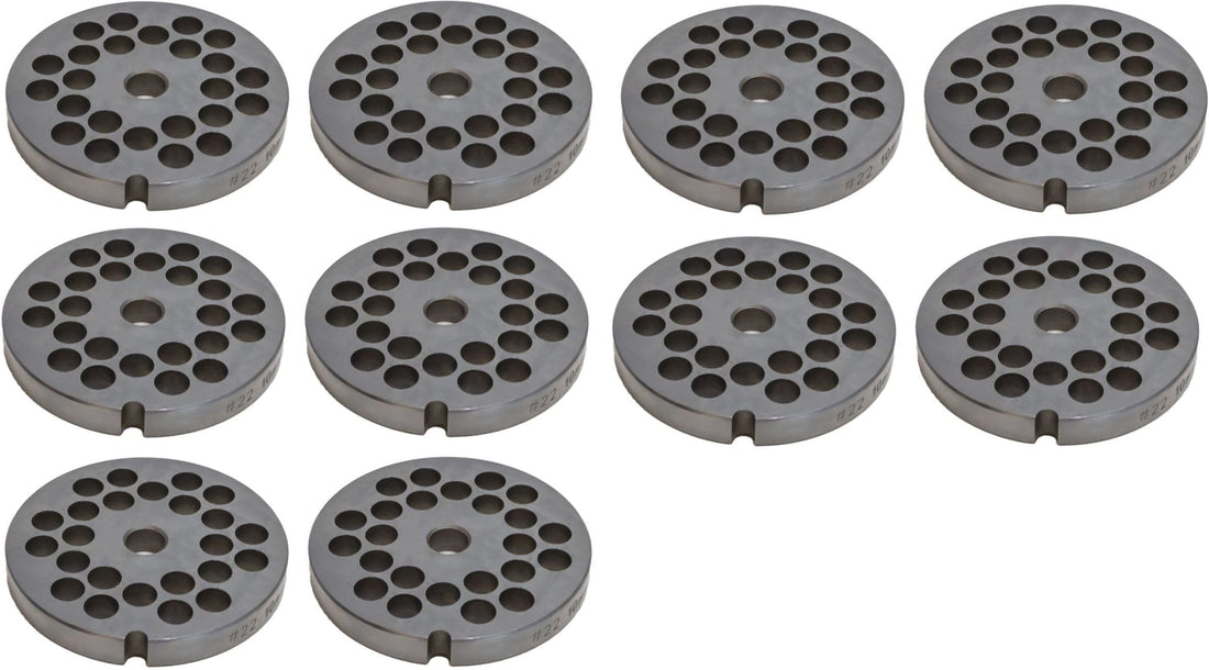 Omcan - #22 (3.5 mm) Carbon Steel Hubless Meat Grinder Plate, Pack of 5 - 11246