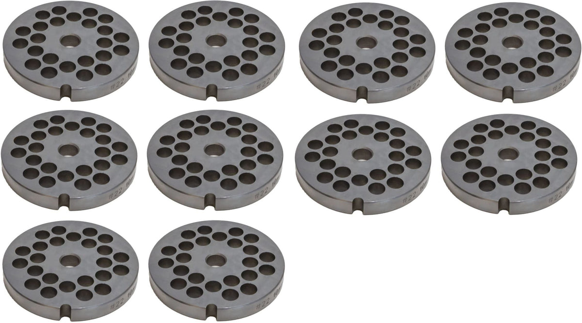 Omcan - #22 (3.5 mm) Carbon Steel Hubless Meat Grinder Plate, Pack of 5 - 11246