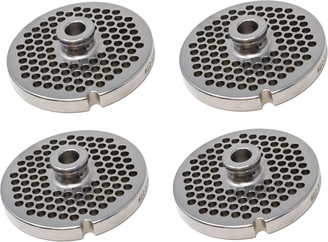 Omcan - #22 (4.8 mm) European-Style Stainless Steel with Hub Meat Grinder Plate, Pack of 2 - 11200