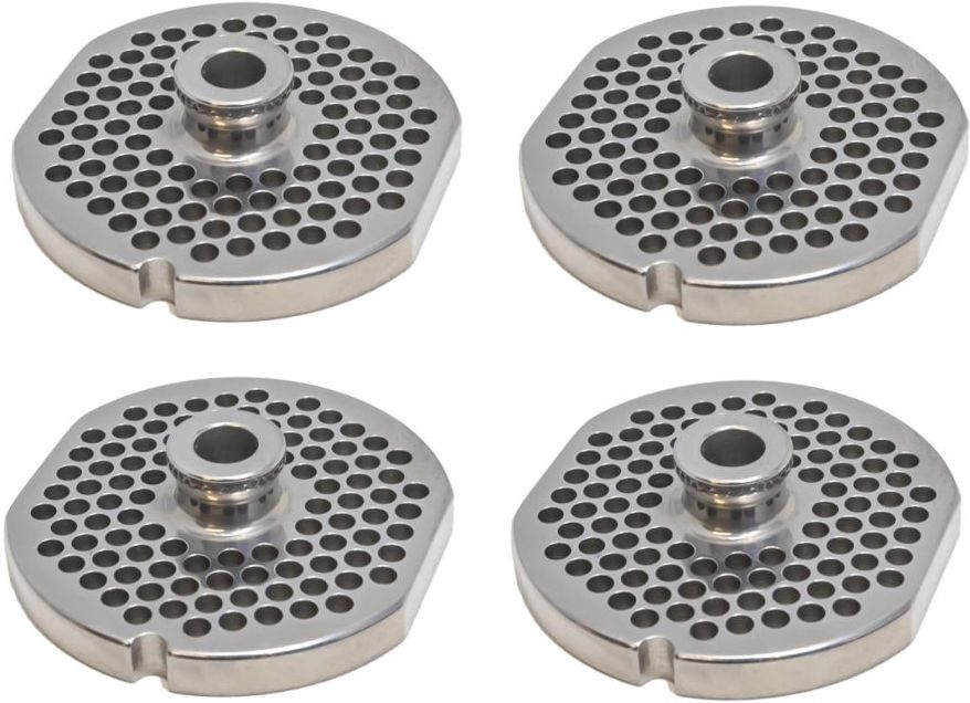 Omcan - #22 (4.8 mm) Stainless Steel Meat Grinder Plate with Hub & Flat Sides, Pack of 2 - 45275