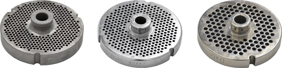 Omcan - #22 (4.8 mm) Stainless Steel Meat Grinder Plate with Hub, Pack of 2 - 40307