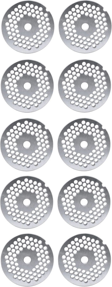 Omcan - #22 (6 mm) Carbon Steel Hubless Meat Grinder Plate, Pack of 10 - 11248