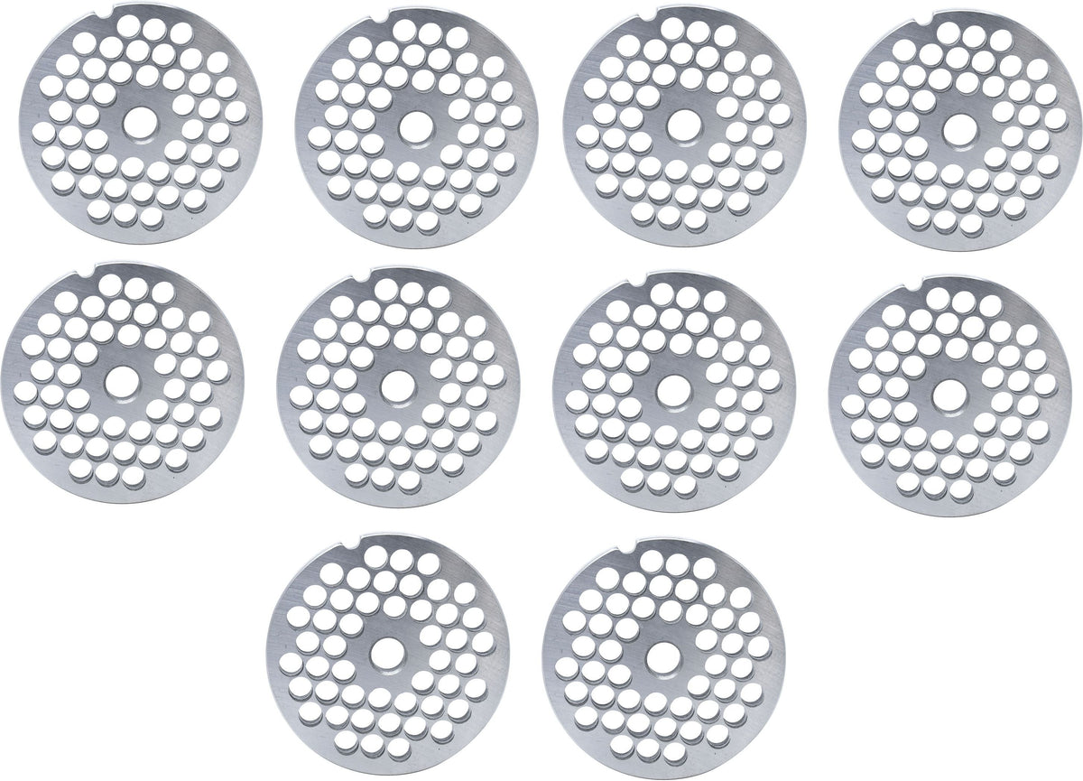 Omcan - #22 (8 mm) Carbon Steel Hubless Meat Grinder Plate, Pack of 5 - 11249