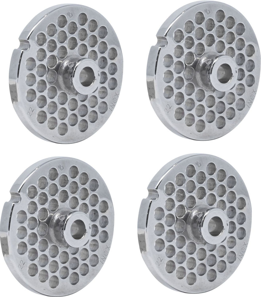 Omcan - #22 (8 mm) European-Style Stainless Steel with Hub Meat Grinder Plate, Pack of 2 - 11202