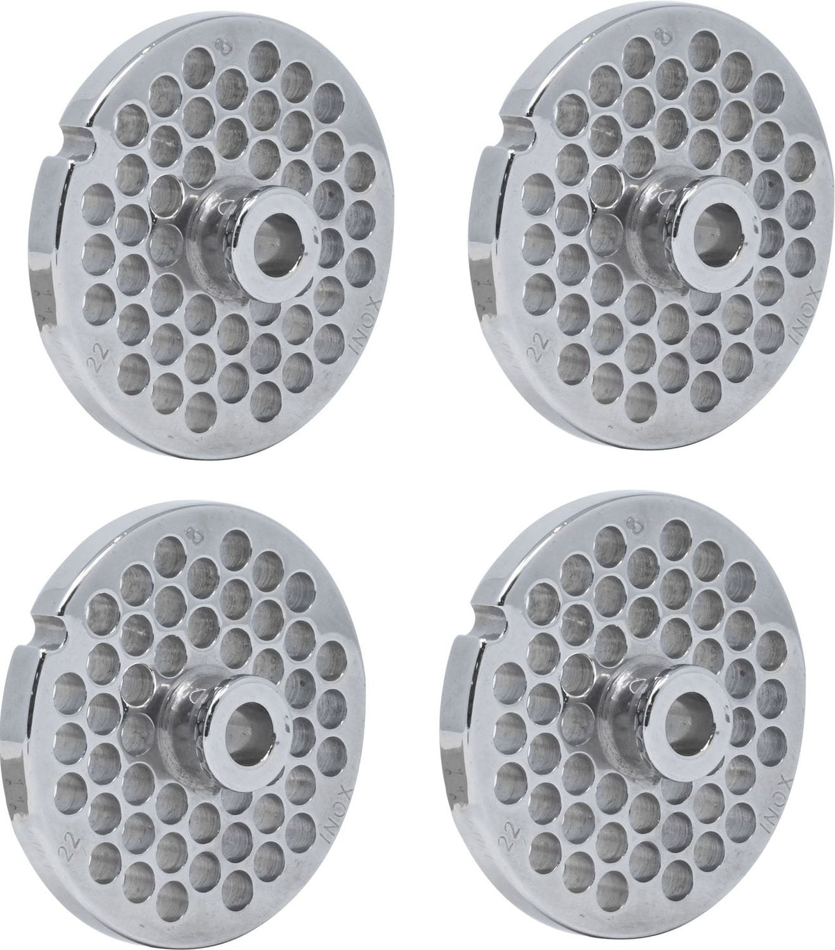 Omcan - #22 (8 mm) European-Style Stainless Steel with Hub Meat Grinder Plate, Pack of 2 - 11202