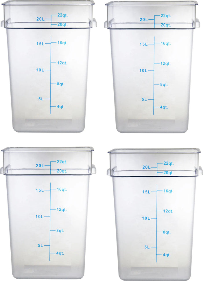 Omcan - 22 QT Clear Square Food Storage Container, Pack of 4 - 80182
