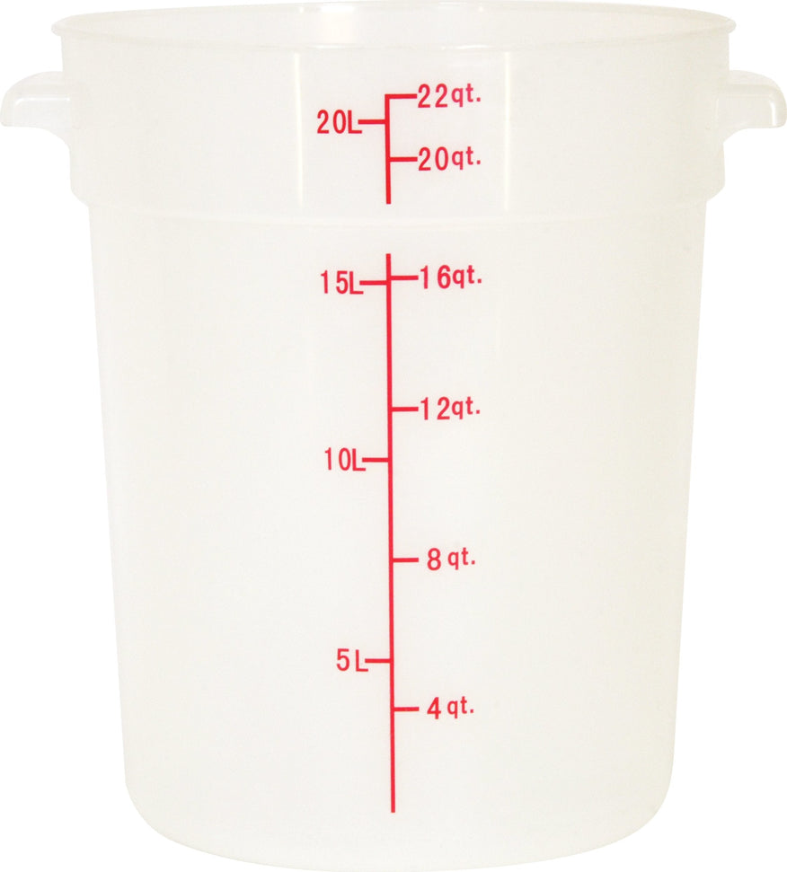 Omcan - 22 QT Translucent Polypropylene Round Food Storage Container, Pack of 10 - 80236