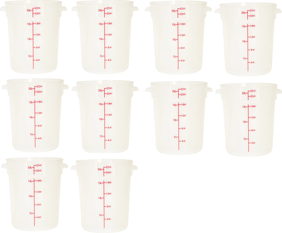Omcan - 22 QT Translucent Polypropylene Round Food Storage Container, Pack of 5 - 80236