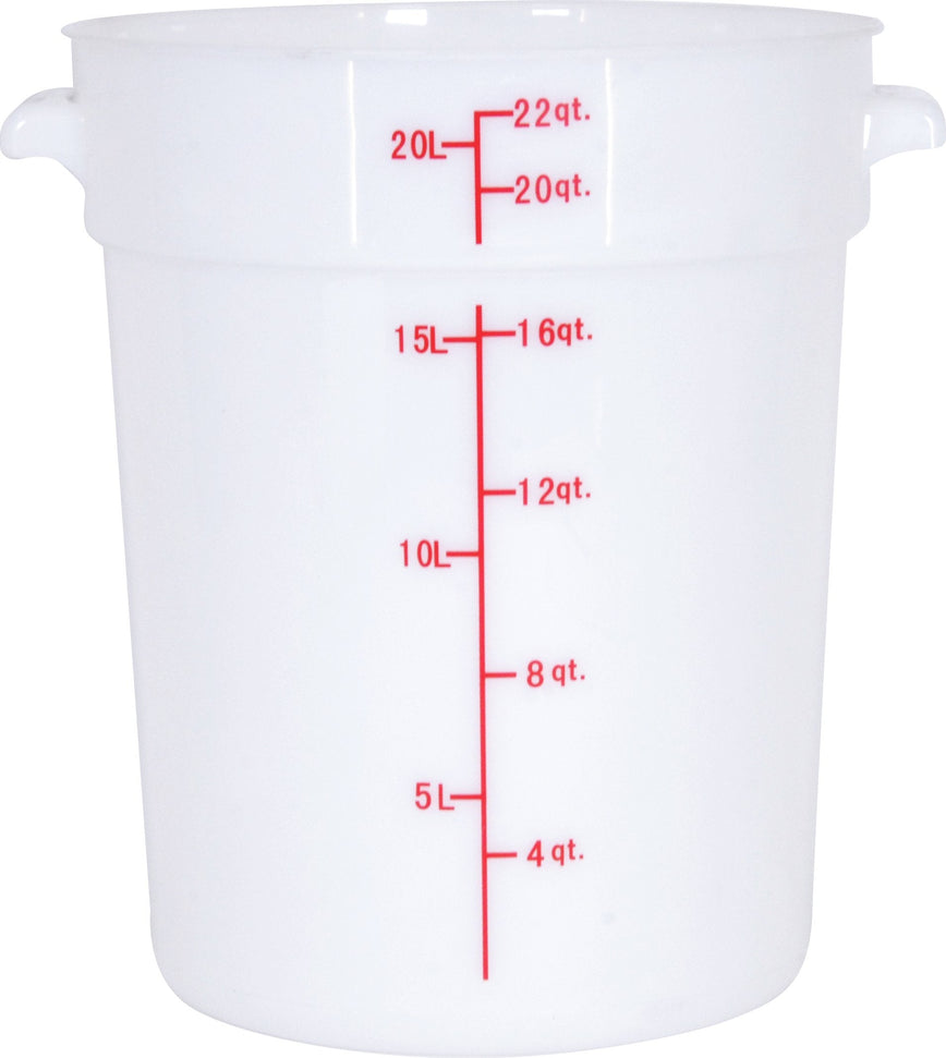 Omcan - 22 QT White Polypropylene Round Food Storage Container, Pack of 10 - 80235