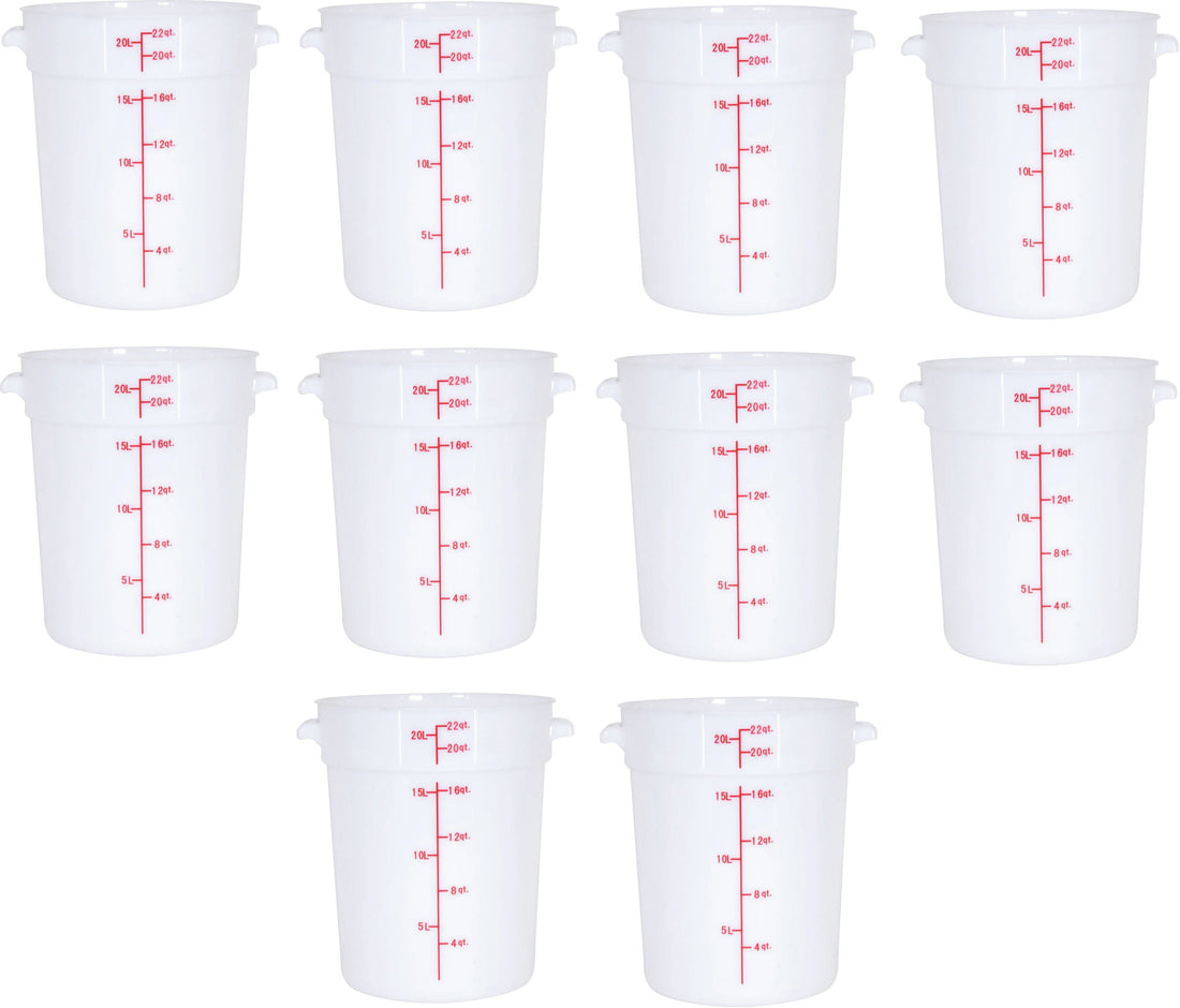 Omcan - 22 QT White Polypropylene Round Food Storage Container, Pack of 10 - 80235