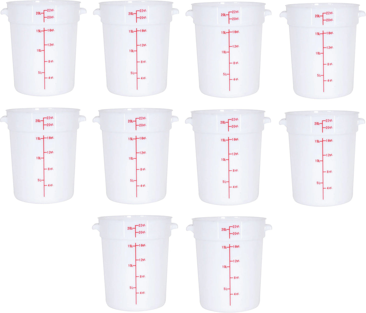Omcan - 22 QT White Polypropylene Round Food Storage Container, Pack of 10 - 80235