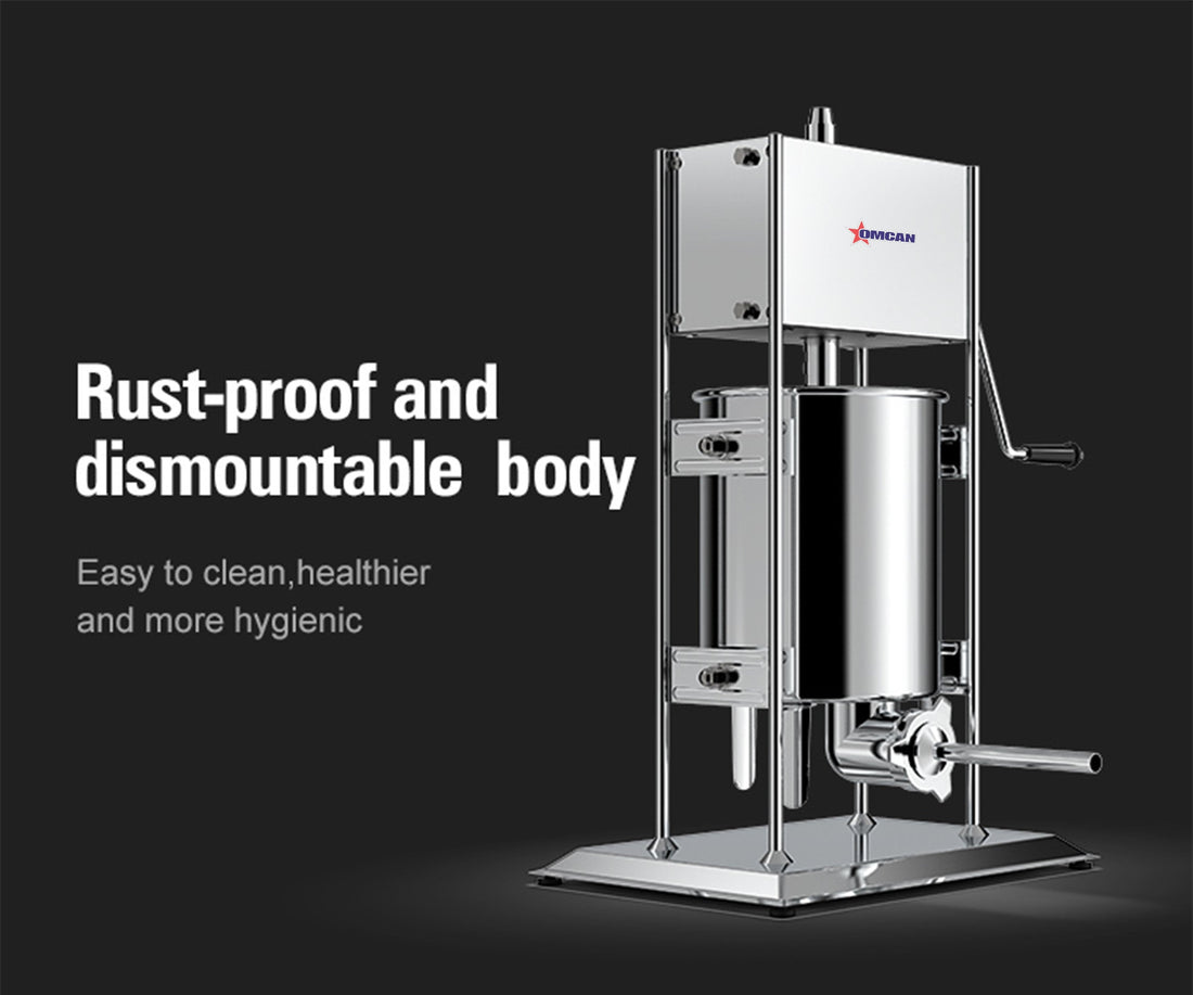 Omcan - 22 lb Stainless Steel Vertical Manual Sausage Stuffer - 47499