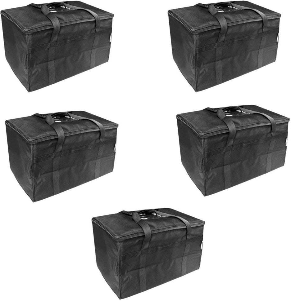 Omcan - 22" x 13.9" x 13" Black Insulated Delivery Bag, Pack of 5 - 80949