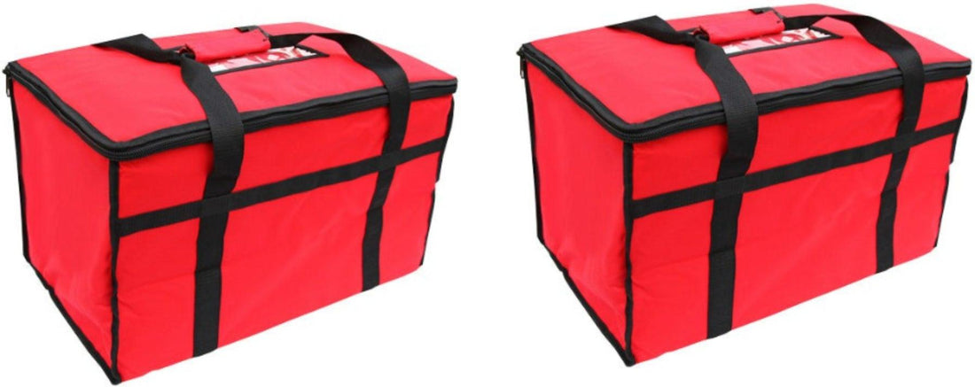 Omcan - 22" x 13.9" x 13" Red Insulated Delivery Bag, Pack of 3 - 80948