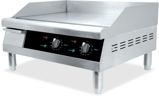Omcan - 220V, 24" Countertop Stainless Steel Electric Griddle with 2 Controls - CE-CN-0613