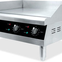 Omcan - 220V, 24" Countertop Stainless Steel Electric Griddle with 2 Controls - CE-CN-0613