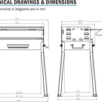 Omcan - 22.4" x 14.2" x 26.8" Painted Steel Charcoal BBQ Grill - 47309