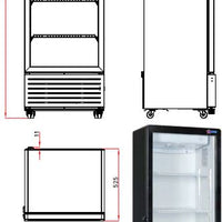 Omcan - 23" Black Single Glass Door Refrigerator - RE-CN-305