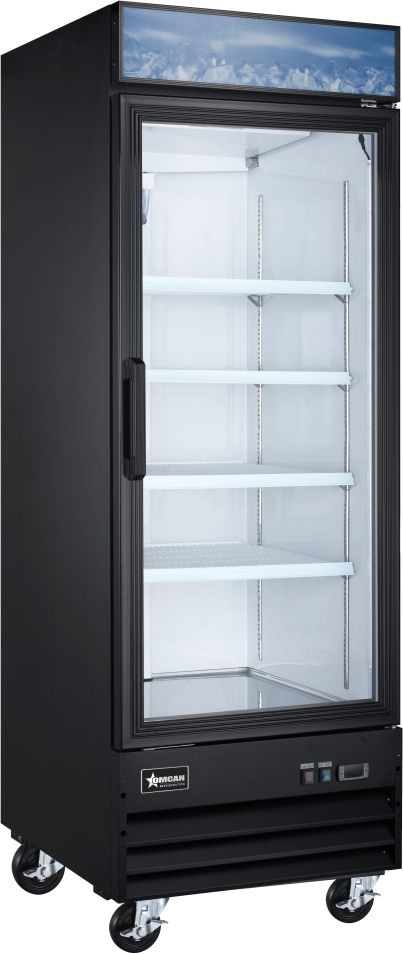 Omcan - 23 Cu.Ft. Black Display Freezer With Single Glass Door - 51030