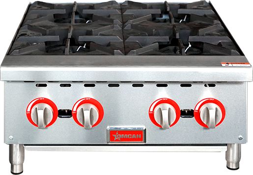 Omcan - 24" Gas Hotplate with 4 Burners Natural Gas with Propane - 47380