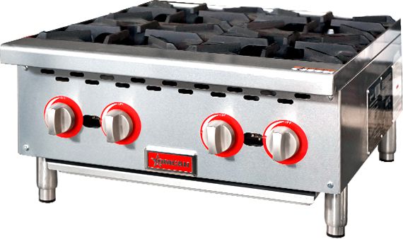 Omcan - 24" Gas Hotplate with 4 Burners Natural Gas with Propane - 47380