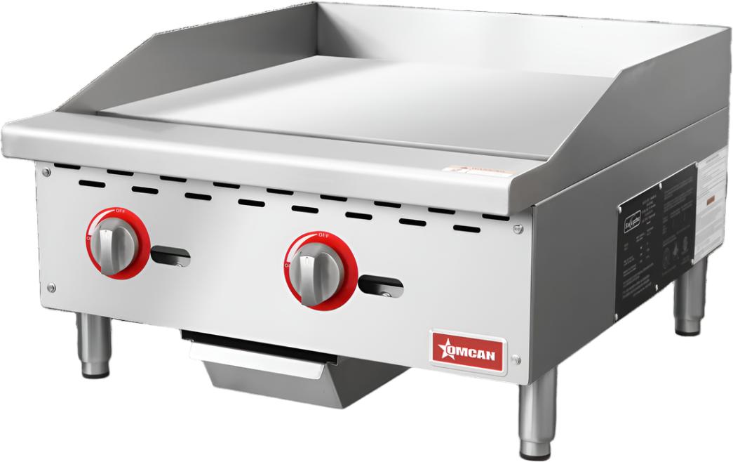 Omcan - 24" Griddle Natural Gas / Propane with 2 Burners and Manual Control - 47374